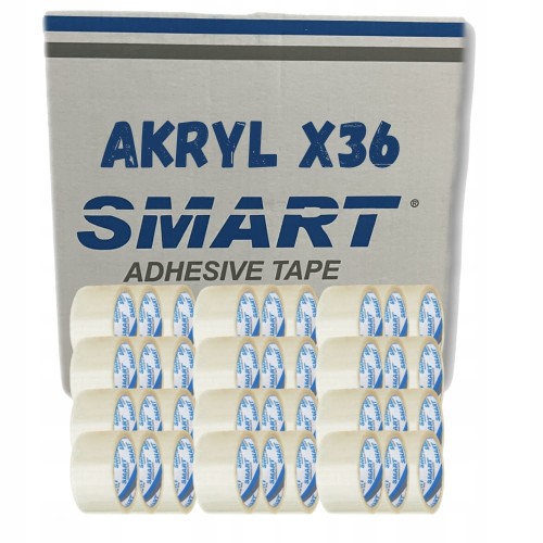 TAŚMA PAKOWA 48/50y BEZBARWNA PRZEZROCZYSTA AKRYLOWA 36szt SMART