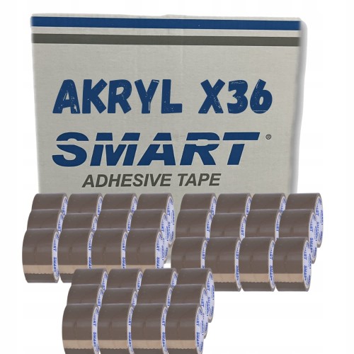 TAŚMA PAKOWA KLEJĄCA SAMOPRZYLEPNA 48/50y BRĄZOWA AKRYLOWA 36szt SMART