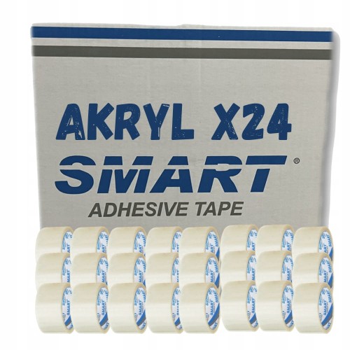 TAŚMA PAKOWA 48/50y BEZBARWNA PRZEZROCZYSTA AKRYLOWA 24szt SMART