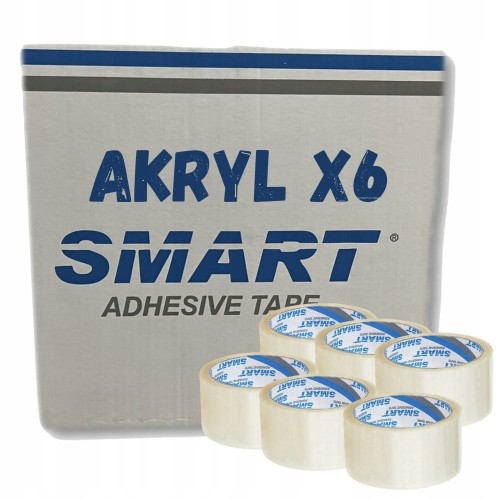 TAŚMA PAKOWA 48/50y BEZBARWNA PRZEZROCZYSTA AKRYLOWA 6szt SMART