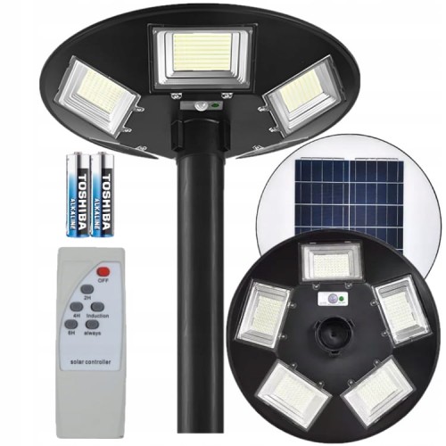 Lampa solarna uliczna led ufo 5 led ogrodowa mocna panel solarny zestaw