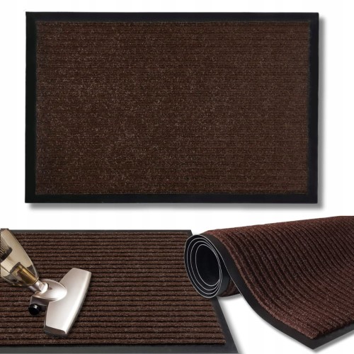 Wycieraczka pod drzwi gumowa duża wewnętrzna mata do butów brązowa 90x150