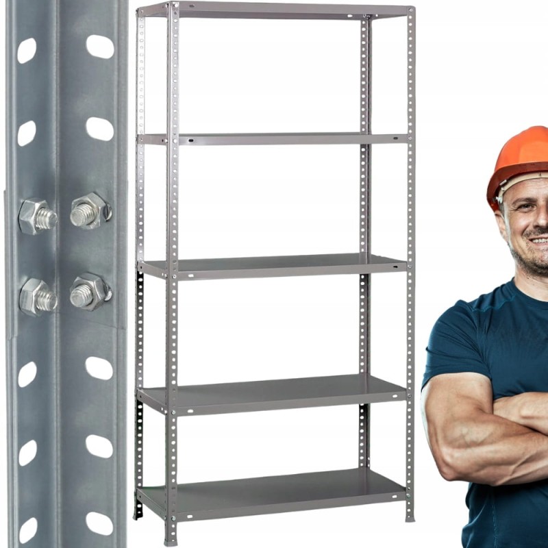 Regał metalowy magazynowy 2w1 warsztatowy 5 półek garażowy 180x90x40 300kg