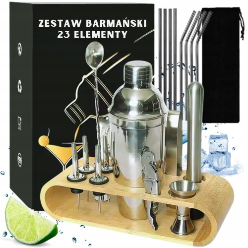 Zestaw barmański do drinków Profesjonalny Shaker 750 ml Otwieracz 23 el.
