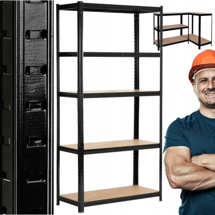 Regał metalowy magazynowy Warsztatowy Garaż Piwnica 180X90X40 czarny 875KG