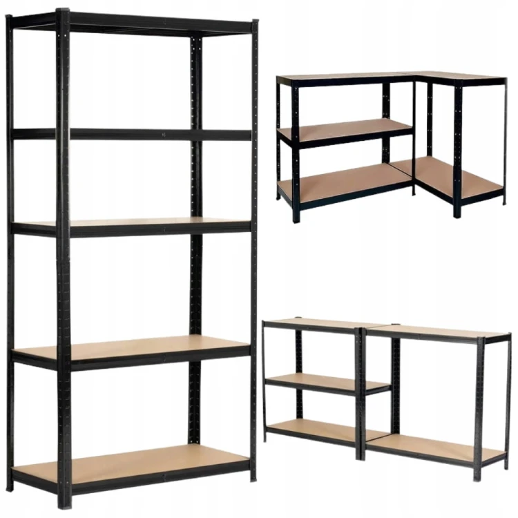 Regał metalowy magazynowy Warsztatowy Garaż Piwnica 180X90X40 czarny 875KG