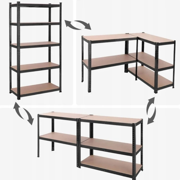 Regał metalowy magazynowy Warsztatowy Garaż Piwnica 180X90X40 czarny 875KG