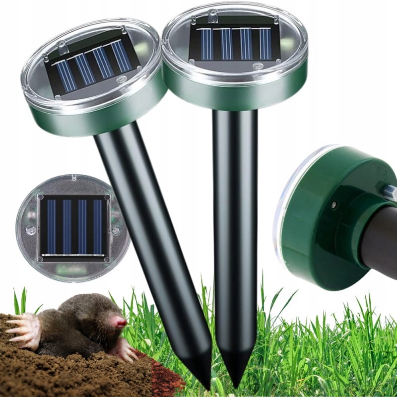2 x Silny Odstraszacz na krety solarny Nornice Myszy Kuny Gryzonie 1700m²