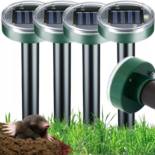 4 x Silny Odstraszacz na krety solarny Nornice Myszy Kuny Gryzonie 3400m²