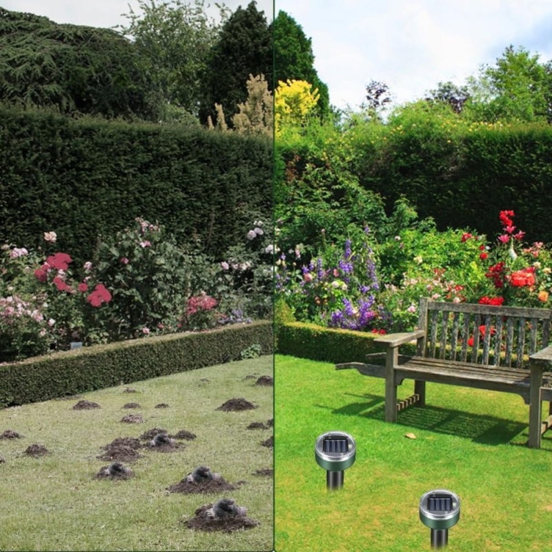 4 x Silny Odstraszacz na krety solarny Nornice Myszy Kuny Gryzonie 3400m²