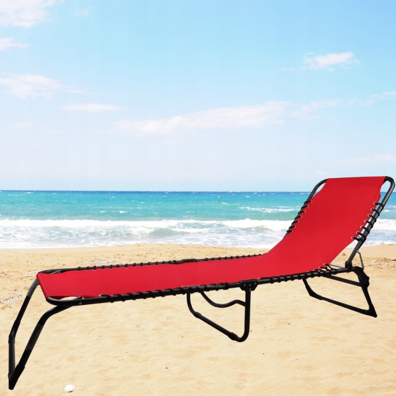 Leżak Ogrodowy Składany Leżanka Łóżko Fotel Plażowy Z Kieszonką I Poduszką