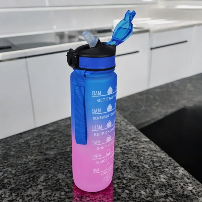 Butelka Motywacyjna Na Wodę Bidon Sportowy Z Miarką Siłownia Fitness 1l