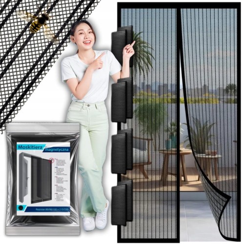 Moskitiera Na Drzwi Balkonowe Okno Wymiar Magnetyczna 80/90/100 x 210/220cm