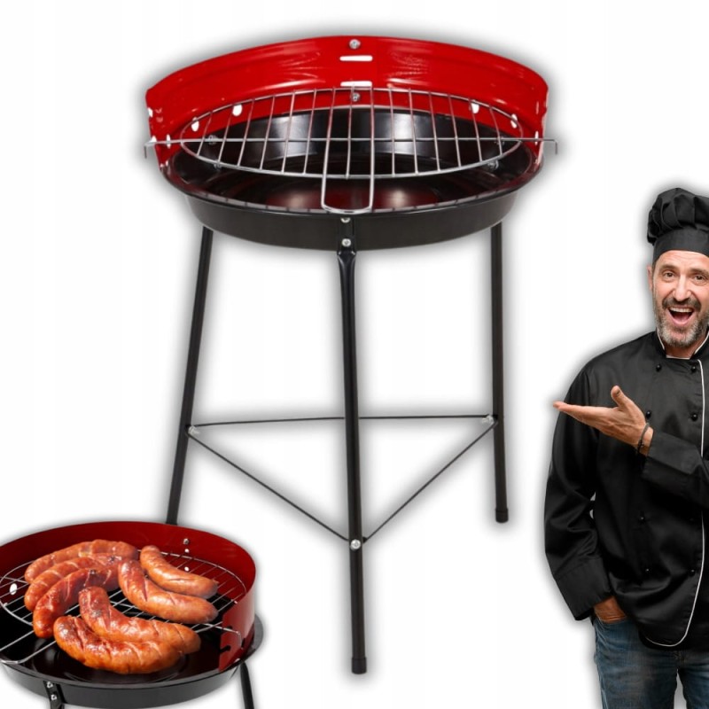 GRILL OGRODOWY WĘGLOWY DO OGRODU TARASU NA WĘGIEL SKŁADANY 33CM + RUSZT