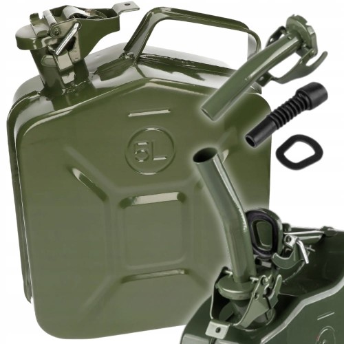 Kanister Na Paliwo 5l Metalowy Zbiornik Bańka Na Olej Benzynę Ropę + Lejek