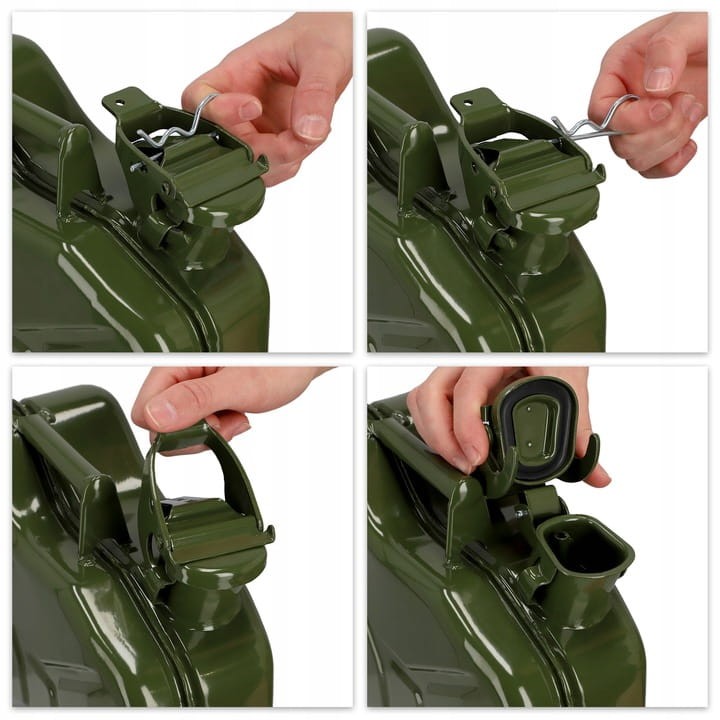 Kanister Na Paliwo 5l Metalowy Zbiornik Bańka Na Olej Benzynę Ropę + Lejek