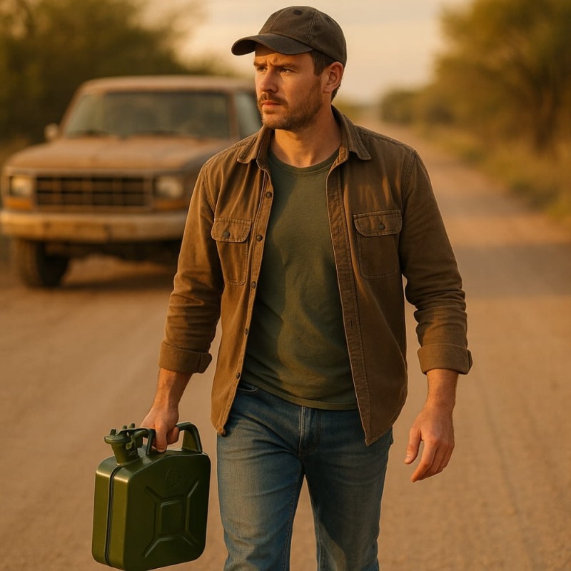 Kanister Na Paliwo 5l Metalowy Zbiornik Bańka Na Olej Benzynę Ropę + Lejek