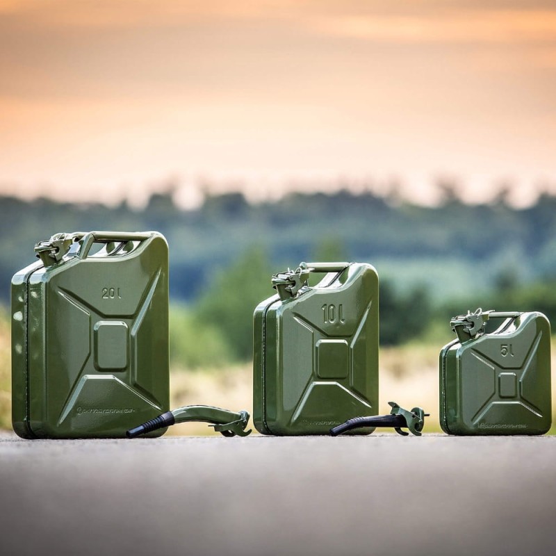 Kanister Na Paliwo 5l Metalowy Zbiornik Bańka Na Olej Benzynę Ropę + Lejek