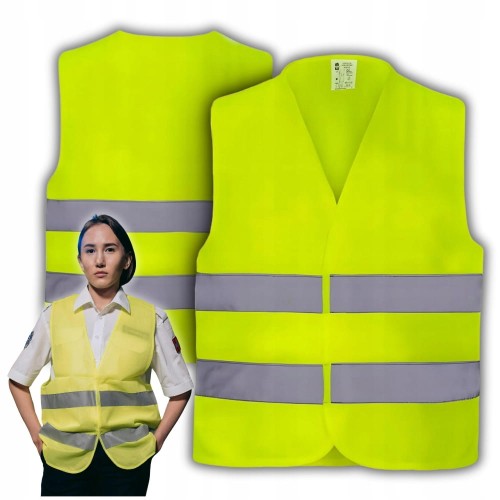 Kamizelka odblaskowa ostrzegawcza żółta XXL drogowa BHP seledynowa z CE