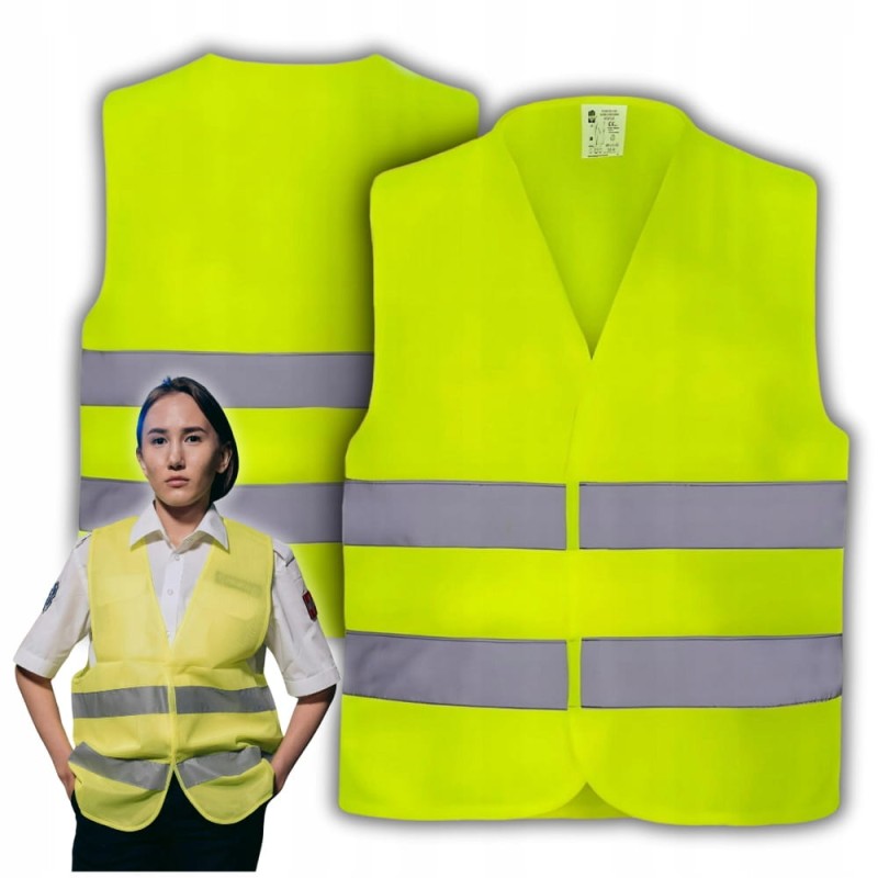 Kamizelka odblaskowa ostrzegawcza żółta XXL drogowa BHP seledynowa z CE