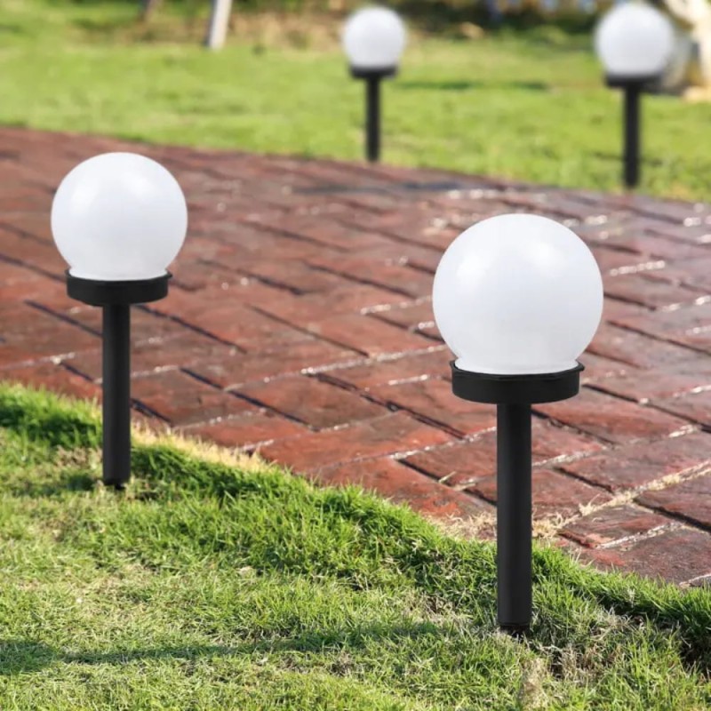 4x Kula Solarna Lampa Ogrodowa LED 33cm Biała Mocna Wbijana Do Ogrodu