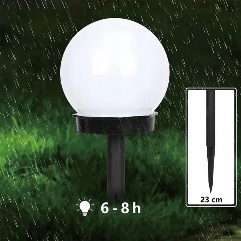 6x Kula Solarna Lampa LED Ogrodowa Wbijana Biała 33cm Kule Ogrodowe Lampki