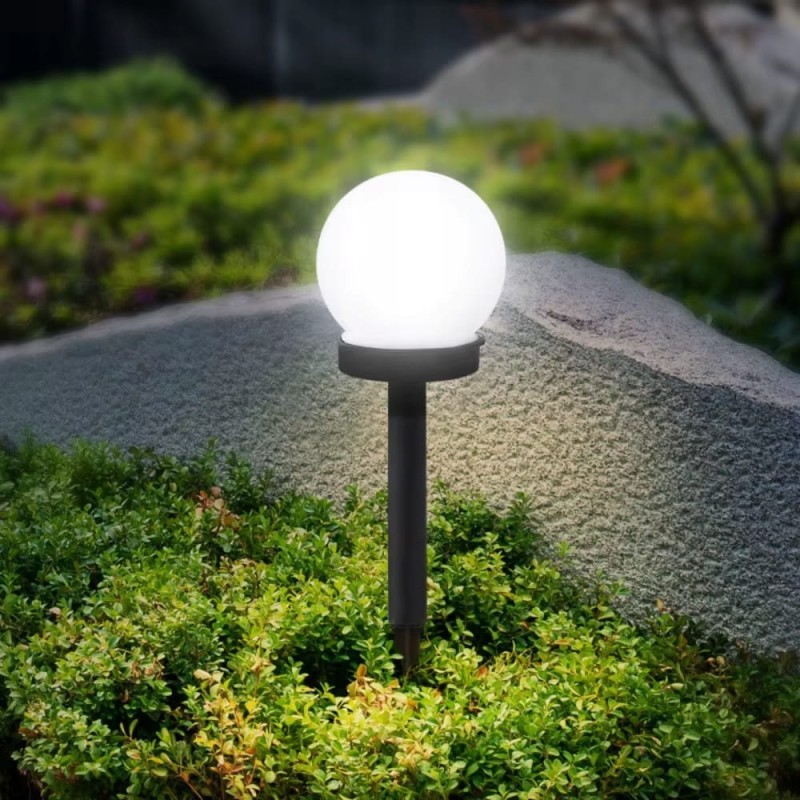 8x Lampa Solarna Kula LED Ogrodowa Wbijana Biała 33cm Kule Ogrodowe Lampki