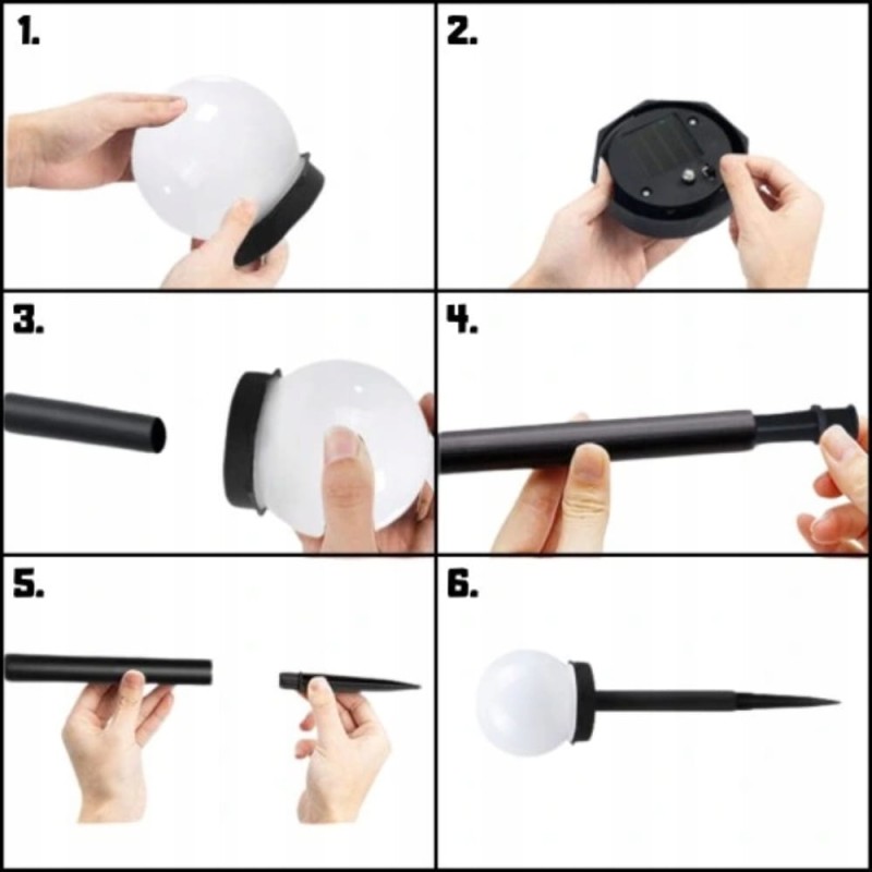 10x Lampy Solarne Do Ogrodu Kule LED Wbijana Biała 33cm Kula Solarna Ogród