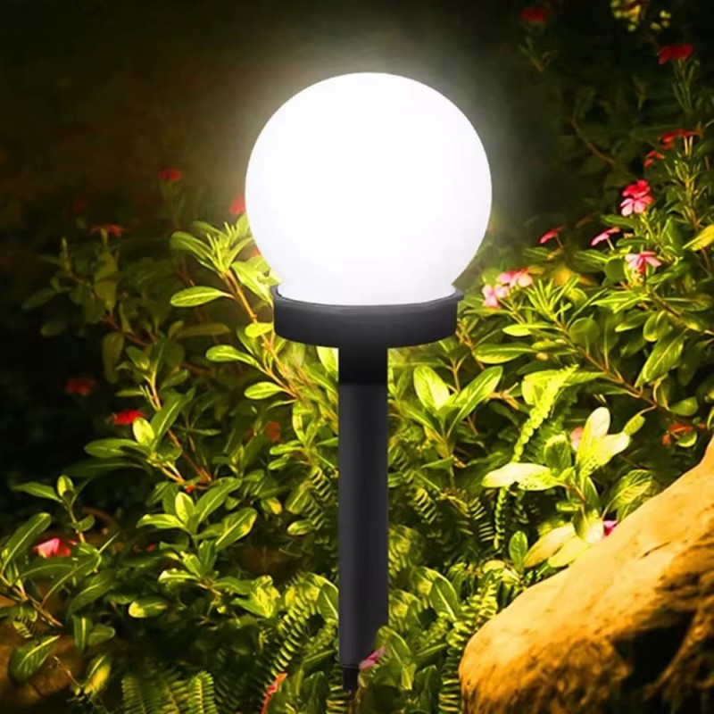 12x Lampa Ogrodowa Solarna Wbijana Naziemna Led Kula Biała Lampka 10 Cm
