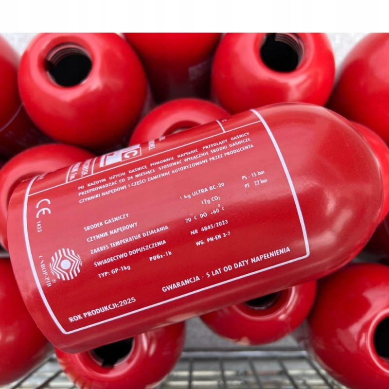 Gaśnica Proszkowa Samochodowa 1KG produkcja 2025! Stalowy Zbiornik