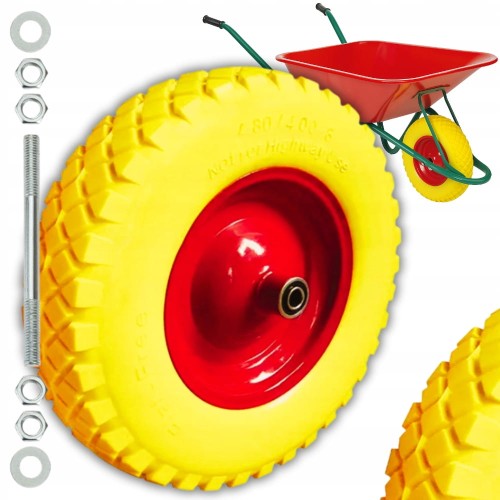 Kółko Do Taczki Koło Do Wózka Pełne Piankowe Bezdętkowe 4.80/4.00-8 + Oś