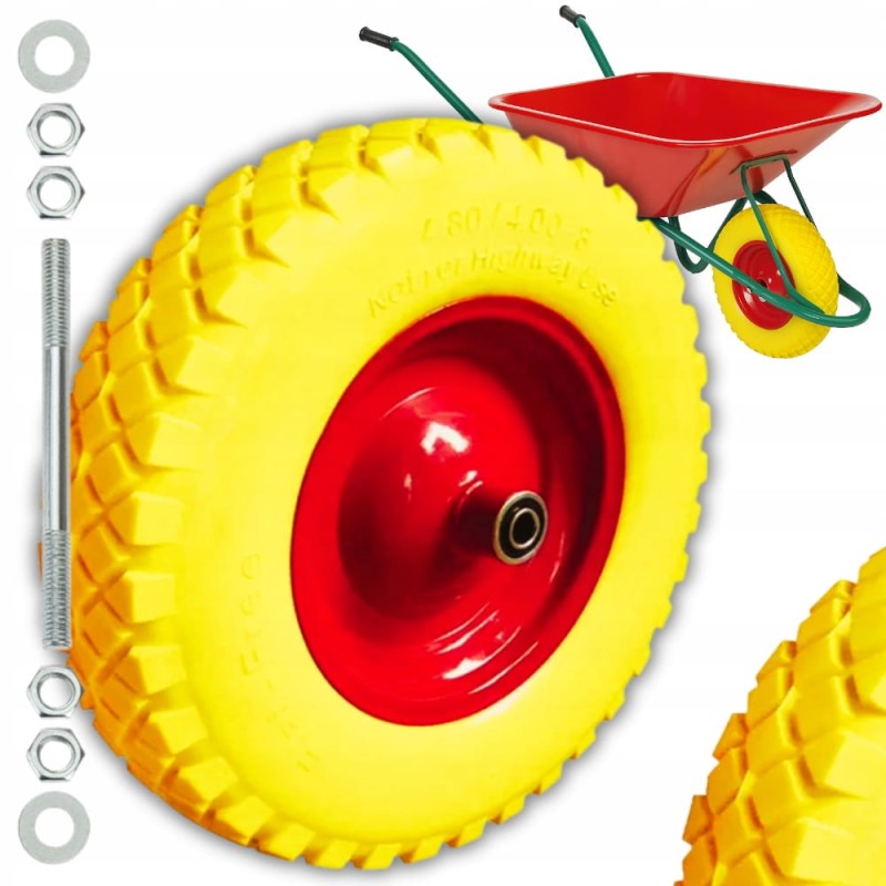 Kółko Do Taczki Koło Do Wózka Pełne Piankowe Bezdętkowe 4.80/4.00-8 + Oś