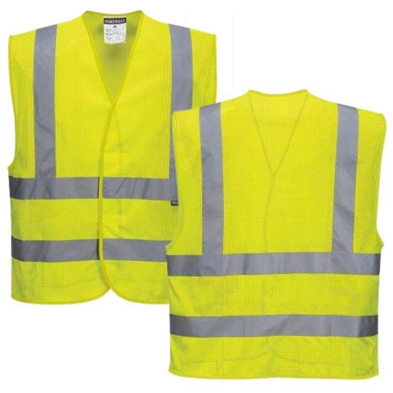 Kamizelka Odblaskowa Ostrzegawcza Drogowa Robocza BHP Żółta XXL 4 PASY