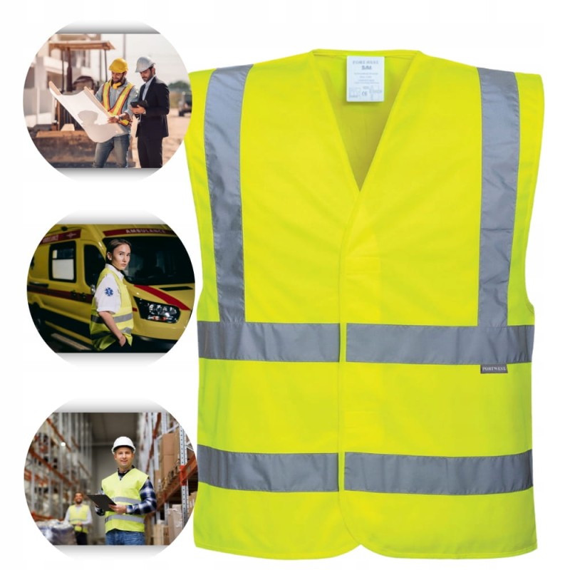Kamizelka Odblaskowa Ostrzegawcza Drogowa Robocza BHP Żółta XXL 4 PASY