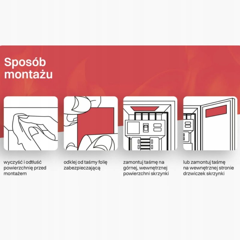 ASPP Sticker 40x100mm GASZENIE ROZDZIELNI do 20L taśma ogniochronna ABC/E