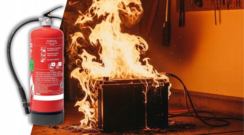 Gaśnica 6L do gaszenia baterii litowych i akumulatorów Li-ion / Hydrogel