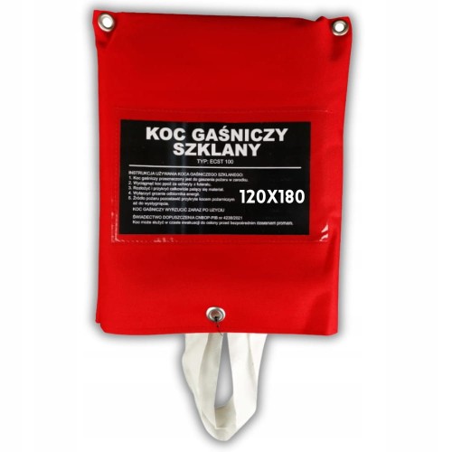 Koc gaśniczy 120x180cm Certyfikowany CNBOP szklany z pokrowcem DO FIRMY DOM