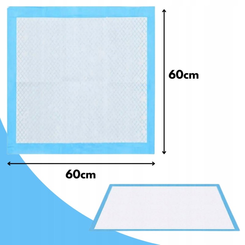 Podkłady Chłonne Dla Zwierząt Higieniczne 60×60cm 100szt Nauka Sikania