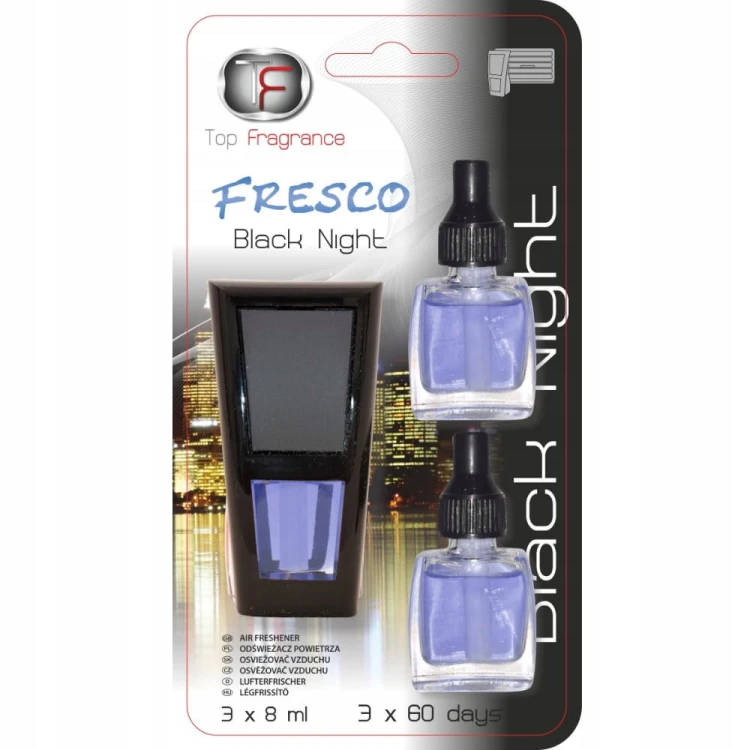 Zapach do samochodu kratki nawiewu Długotrwał 180dni Fresco 3w1 Black Night