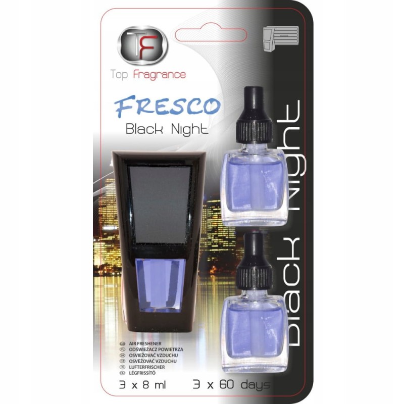 Zapach do samochodu kratki nawiewu Długotrwał 180dni Fresco 3w1 Black Night