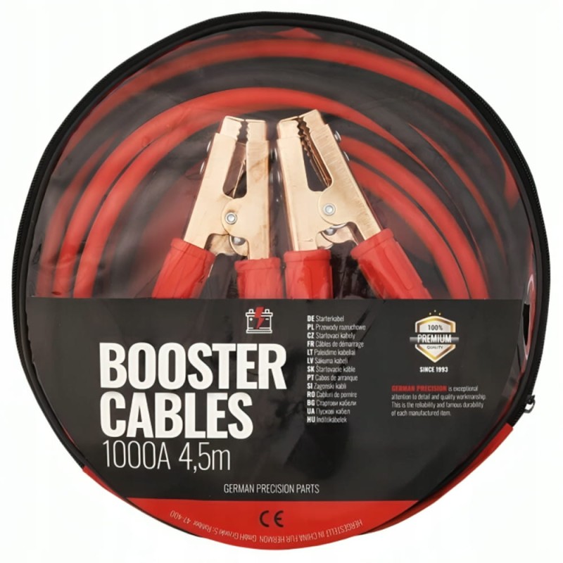 Grube Kable Rozruchowe Przewody 1000A 4,5M Przekrój 25mm² Mocne Miedziowane
