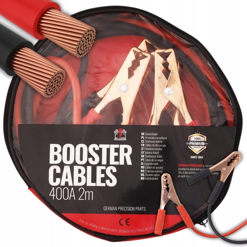 Solidne Kable Rozruchowe Przewody 400A 2M Przekrój 8mm² Mocne Miedziowane