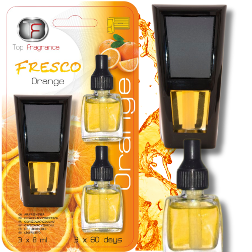 Zapach do samochodu kratki nawiewu Długotrwały 3 x 60dni Fresco 3w1 Orange