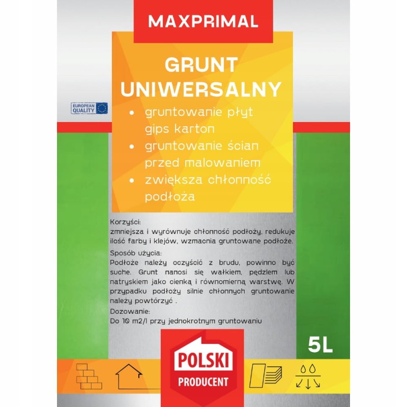 Grunt Uniwersalny Do Ścian Betonu Gładzi Pod Tynk Farbę Karton Gips 5L