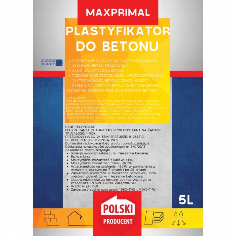 Plastyfikator Do Betonu 5L Beton Posadzki Wylewki Galanteria Betonowa