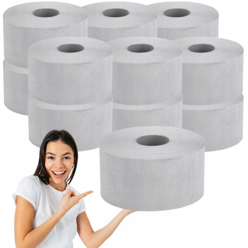 Papier toaletowy Makulatura do podajnika JUMBO 105m Szary 12 rolek Gofrowan