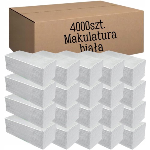 Ręczniki papierowe składane ZZ V Białe do podajnika 4000 sztuk Makulatura