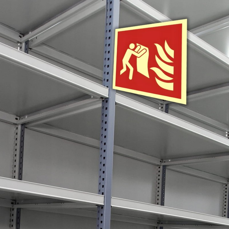 Znak ochrony PPOŻ Koc gaśniczy 15x15 cm płyta PCV fotoluminescencyjna