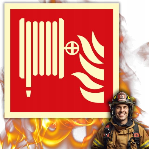 Znak ochrony PPOŻ Hydrant Wewnętrzny 15x15 cm płyta PCV fotoluminescencyjna