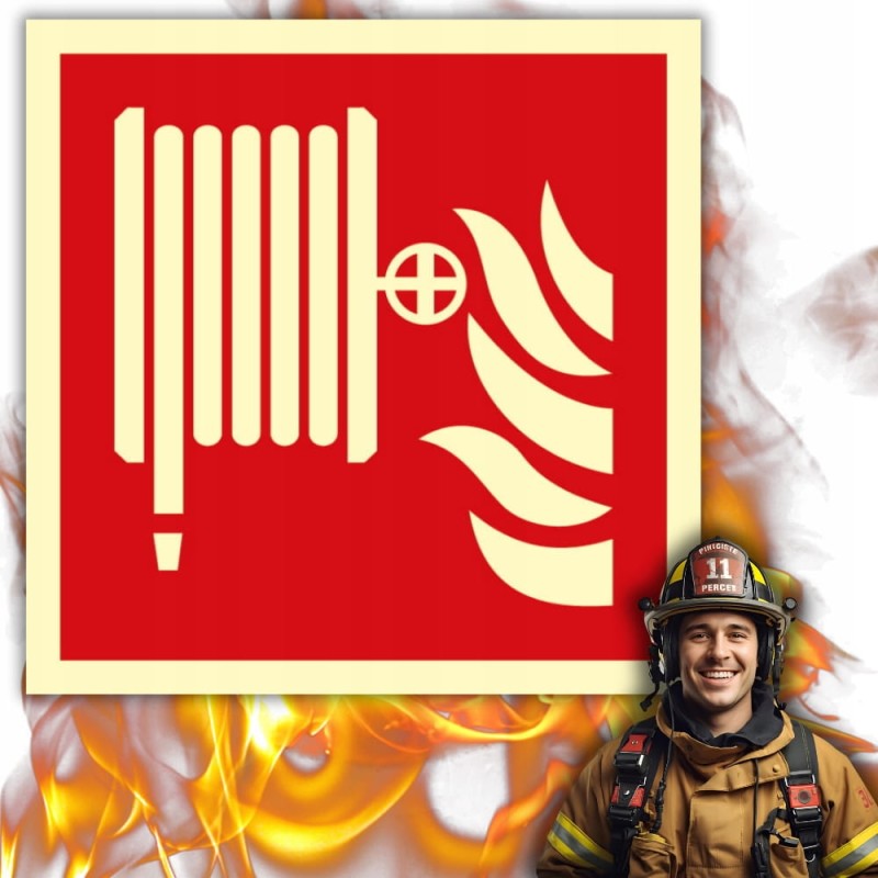 Znak ochrony PPOŻ Hydrant Wewnętrzny 15x15 cm płyta PCV fotoluminescencyjna